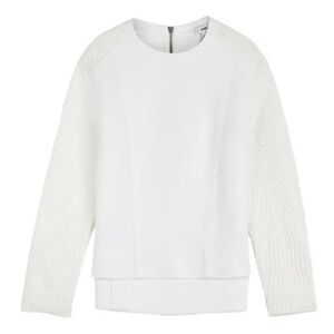 White Textured Crew-neck Sweater by Helmut Lang